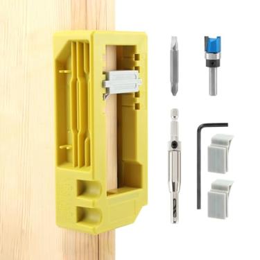 Imagem de Gabarito de dobradiça de porta, modelo de fresadora de dobradiça de porta serve para 7 cm a 12,7 cm de comprimento e 1/10.2 cm ou 5/20.3 cm de espessura, Doo r Hing e kit de instalação Doo r Hing e