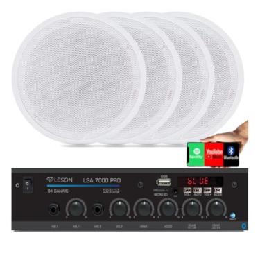 Imagem de Kit Som Ambiente 4 Canal 500 Watts + 4 Caixa Para Teto/gesso