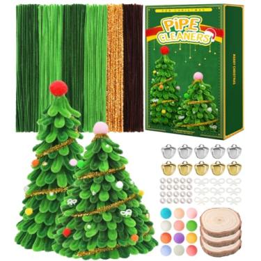 Imagem de IOOLEEM Limpadores de cachimbo para fazer árvore de Natal, 400 peças em cores verdes, hastes de chenille para Natal, artesanato de Natal DIY e decorações de festa, materiais de arte e artesanato.