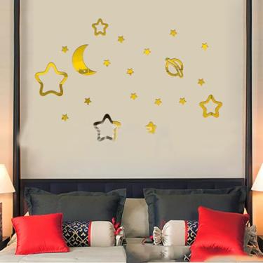 Imagem de Decoração de parede de planetas acrílicos, arte de parede com sistema solar 3D, adesivos de parede de espaço moderno para realce de sala de estar, quarto infantil, escritório em casa e decoração de