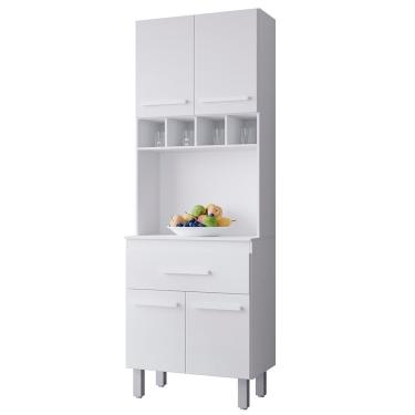 Imagem de Armario Paneleiro 4 Portas 1 Gaveta 197x60 Cm Vitoria Branco Mobbs