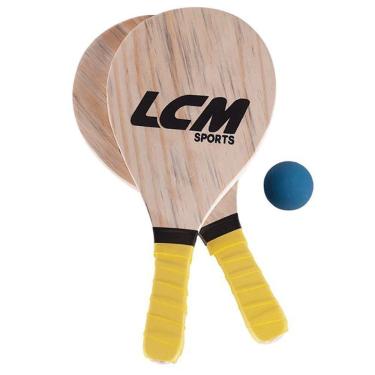 Imagem de Kit Frescobol LCM Madeira 2-Raquetes+1Bola