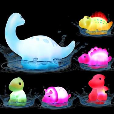 Imagem de Brinquedos de banho de dinossauro ToyoFun, pacote com 6 luzes, para be