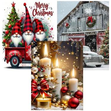 Imagem de Diamond Art Kits Meothan Christmas, pacote com 3 para adultos, 30x40cm