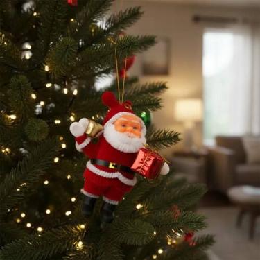 Imagem de Mini Papai Noel de Veludo Vermelho 12,5cm  Decoração Natalina com Char