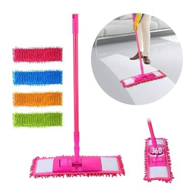 Imagem de Rodo Esfregao Mop Vassoura Absorvente Microfibra Tira Po Lava Limpa Varre Pisos Vidros Limpeza Cabo Retratil
