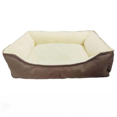 Imagem de Cama Pet Retangular Suede Confortável para Cachorro Cama para Gato (Marrom-claro)