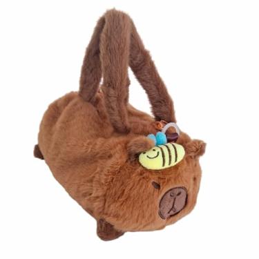 Imagem de Bolsa Capivara de Pelúcia – Modelo Fofo com Alça Curta e Longa | Bolsa Infantil Macia, Estilo Pelúcia, porta objetos escolar - Ideal para Passeios e Presentes