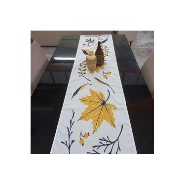 Imagem de Caminho de mesa 40 x 1,75 - folha azul + amarelo - DIAS DECOR