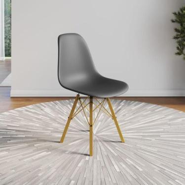 Imagem de Cadeira Eames Estilo Moderno em Ferro Dourado com Assento Cinza - Up H