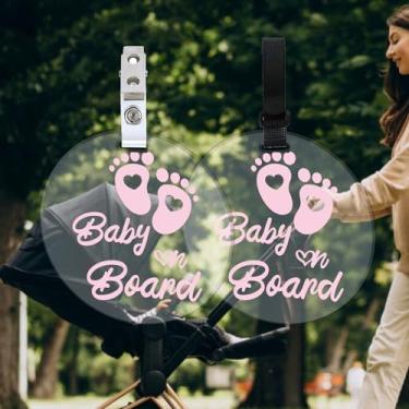Imagem de FREEBLOSS Pacote com 2 placas de bebê não tocam pegada sem beijos para carrinho de bebê, por favor, não toque com alça de pendurar e clipe para bebê recém-nascido, menino, presente para mamãe e papai
