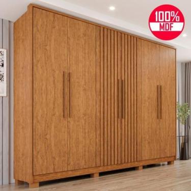 Imagem de Guarda-roupa Casal 100% Mdf 6 Portas E 6 Gavetas Premium Ripado - Tudo