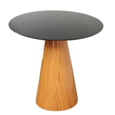 Imagem de Mesa Lateral Cone Base Laminada Em Madeira Natural E Tampo 51 Cm - Laqueado Cor Preto