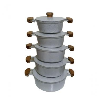 Imagem de Jogo De Panelas Alumínio Batido Fundido Branca Craqueada