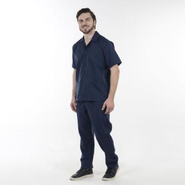 Imagem de Conjunto Masculino em Tecido Oxford para Serviços Gerais Jaleco Aberto