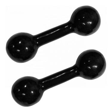 Imagem de Par de Halteres Emborrachado para Musculação 1kg Preto - Unibrás