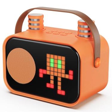 Imagem de JYX Karaoke com 2 Microfones, Karaoke Infantil para Crianças e Adultos, Mini Caixa de Som Portátil Bluetooth Brinquedos para Meninas e Meninos, com Entrada AUX/Cartão SD/USB/Bluetooth 5.3(Laranja)