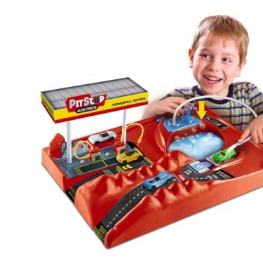 Imagem de Pista de Brinquedo Pit Stop com 2 Carrinhos Miniatura,Veículos de Brinquedo,Playsets para Veículos,Conjunto para Crianças