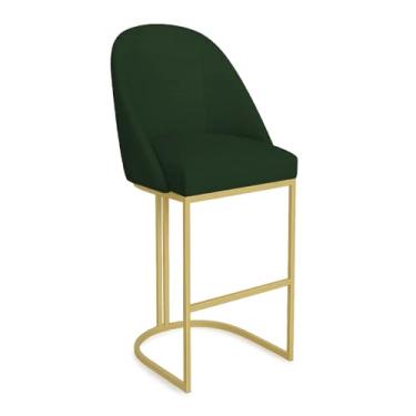 Imagem de Banqueta Alta Bela Suede Base Metálica Industrial Dourado - Pallazio