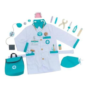 Imagem de harayaa Fantasia de Médico para Meninos e Meninas de 3 a 8 Anos - Roupa de Simulação para Exploração de Carreira - Design Leve e Realista, Azul