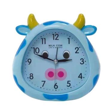 Imagem de Despertador fofo analógico em forma de vaca para crianças azul e amare