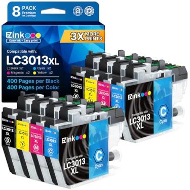 Imagem de E-Z Ink Cartucho de tinta de substituição compatível com Brother LC3013 LC3011 LC 3013 LC3013XL para uso com Brother MFC-J491DW MFC-J497DW MFC-J690DW MFC-J895DW (pacote com 8)
