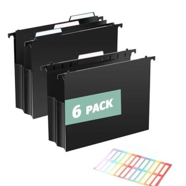 Imagem de Pacote com 6 pastas de arquivo de plástico de alta capacidade, bolso expansível de 10 cm com divisórias móveis, resistente para arquivo, abas inseríveis, tamanho carta