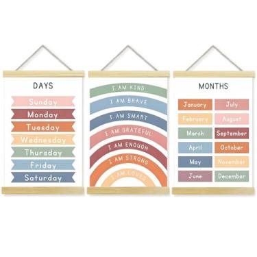 Imagem de CanvaCrafted Pintura educativa para pendurar, pôsteres impressos, tabela de semana e mês de ensino doméstico, decoração de sala de aula de quarto de estudantes, presente para professores, arte de