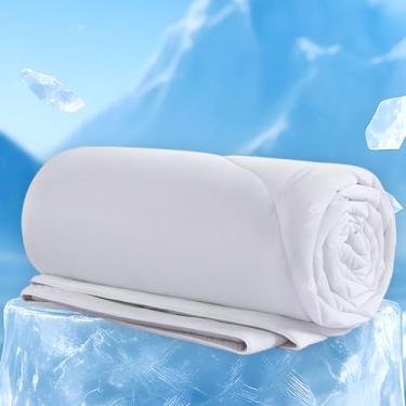Imagem de Edredom refrescante tamanho solteiro, cobertor refrescante para dormir quente, cobertor frio de dupla face para suores noturnos, edredom leve e macio, branco, 167 x 228 cm