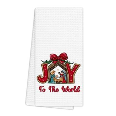 Imagem de EGBTL Toalhas de cozinha de Natal cristãs, toalhas de mão de Natal para decoração de banheiro, presentes de presépio, panos de prato de Natal religiosos para cozinha 40 x 61 cm
