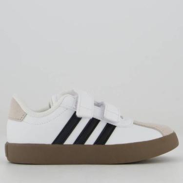 Imagem de Tênis Adidas VL Court 3.0 Skateboarding Infantil Branco e Preto, 24