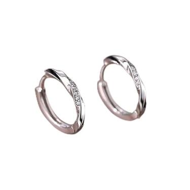 Imagem de Brincos de argola Mobius torcidos de zircônia micropave, brincos elegantes com design de laço infinito para mulheres, joias de luxo delicadas para o dia a dia, uso para todas as estações para namorada