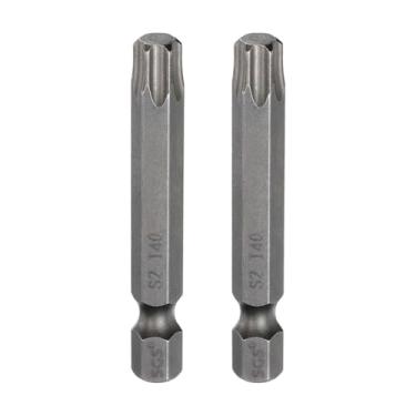 Imagem de HARFINGTON 2 peças de chave de fenda Torx T40, haste sextavada de 6 pontas, ponta magnética sem furo, à prova de adulteração, chave de fenda estrela de 6 pontas, chaves de fenda industriais de aço S2