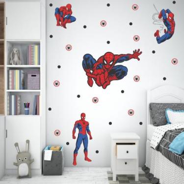 Imagem de Adesivo De Parede Homem Aranha Heróis Spider-man Tamanho G Vermelho E 