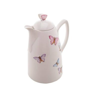 Imagem de Garrafa Térmica de Porcelana Branca para Café/Chá Borboletas 900ml Wolff