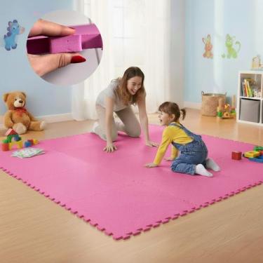 Imagem de Kit 10 Placas Tapete Tatame EVA 50x50cm 20mm 20 Bordas Emborrachado Ex