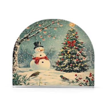 Imagem de xigua Porta-guardanapos de pássaros de boneco de neve e árvore de Natal para mesas – Porta-guardanapos para cozinha, porta-guardanapos de mesa, porta-guardanapos de coquetel, porta-guardanapos de