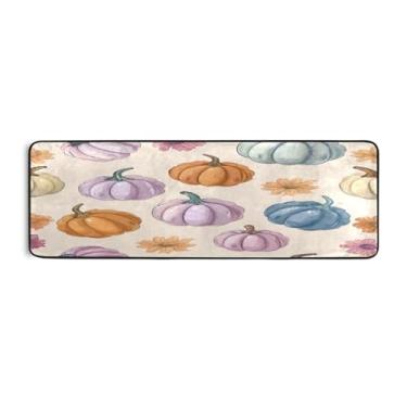 Imagem de Qilmy Tapete de corrida de abóbora colorido de Ação de Graças, 183 x 61 cm, antiderrapante, antifadiga, confortável, tapetes longos, para quarto, sala de estar, banheiro, corredores, entrywa487