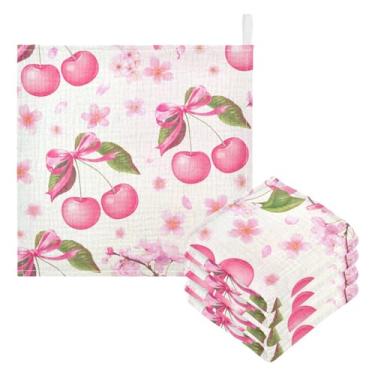 Imagem de Kigai Toalhas de banho Cherry Baby, 3 peças de toalha absorvente ultra macia, toalha de rosto de banho para recém-nascido, lenços de bebê reutilizáveis naturais para pele sensível, lista do bebê como