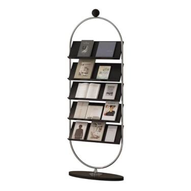 Imagem de Suporte de revistas vintage porta-revistas de madeira maciça prateleira de exibição de leitura de madeira de cerejeira prateleira de sala de estar estante fina jornal criativo ilustrado estante