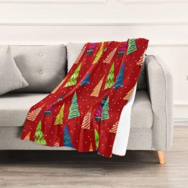 Imagem de Wassud Cobertores e mantas de Natal 152,4 x 228,6 cm, cobertor colorido de árvores de Natal para sofá, cadeira, decoração de casa