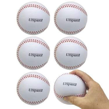 Imagem de Urspasol Bolas de beisebol macias grandes de 30,5 cm com bolsa de malha para crianças e adolescentes jogadores, treinamento, rebatidas esportivas com segurança (amarelo)