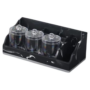 Imagem de ＫＬＫＣＭＳ Organizador de para banheiro com porta-escovas de dentes, 5 compartimentos, prático e multifuncional, com orifícios de drenagem, Preto