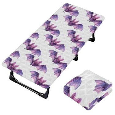 Imagem de Burbuja Lençol de berço de morcegos em aquarela para crianças, lençol de cochilo acolchoado portátil com faixa elástica para meninas e meninos, lavável na máquina, 63,5 x 127 cm