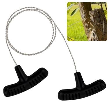 Imagem de Serra de arame de aço inoxidável com cabo de 61 cm para corte de tubos de PVC, PE, ABS, corte de madeira para acampamento, caminhada (preto)
