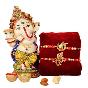 Imagem de TIED RIBBONS Rakhi para irmão com conjunto de presente Bhai Rakhi, estatueta de ídolo com cartão Rakhi - pulseira Raksha bandhan Rakhi para irmão Rakhi para Bhaiya Rakhi conjunto para Brother Thread