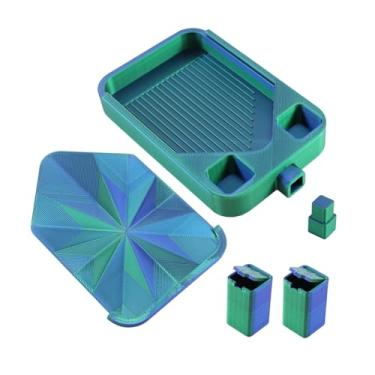 Imagem de Colaxi Bandeja Organizadora de Miçangas para Arte com Diamantes, Anti-Arranhões, Ideal para Artesanato, Oficina, Sala de Artesanato, Cantinho do Sofá e, Azul E Verde