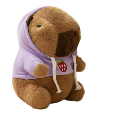 Imagem de Capivara de Pelúcia 23 cm – Bicho de Pelúcia Macio e Antialérgico Capybara filó Toys (Capivara Morango Lilás)