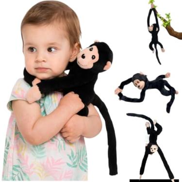 Imagem de Macaco Pelúcia Brinquedo Abraçador com Som e Led (Preto)