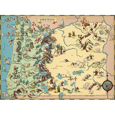 Imagem de Quebra-cabeças para adultos 1000 peças Oregon Wooden Map Puzzle Games USA of State Puzzle Map Decore